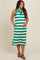 Green Striped Polo Maternity Midi Dress