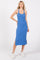 Blue Ribbed Racerback Midi Dress