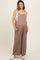 Mocha Linen Shoulder Tie Maternity Jumpsuit