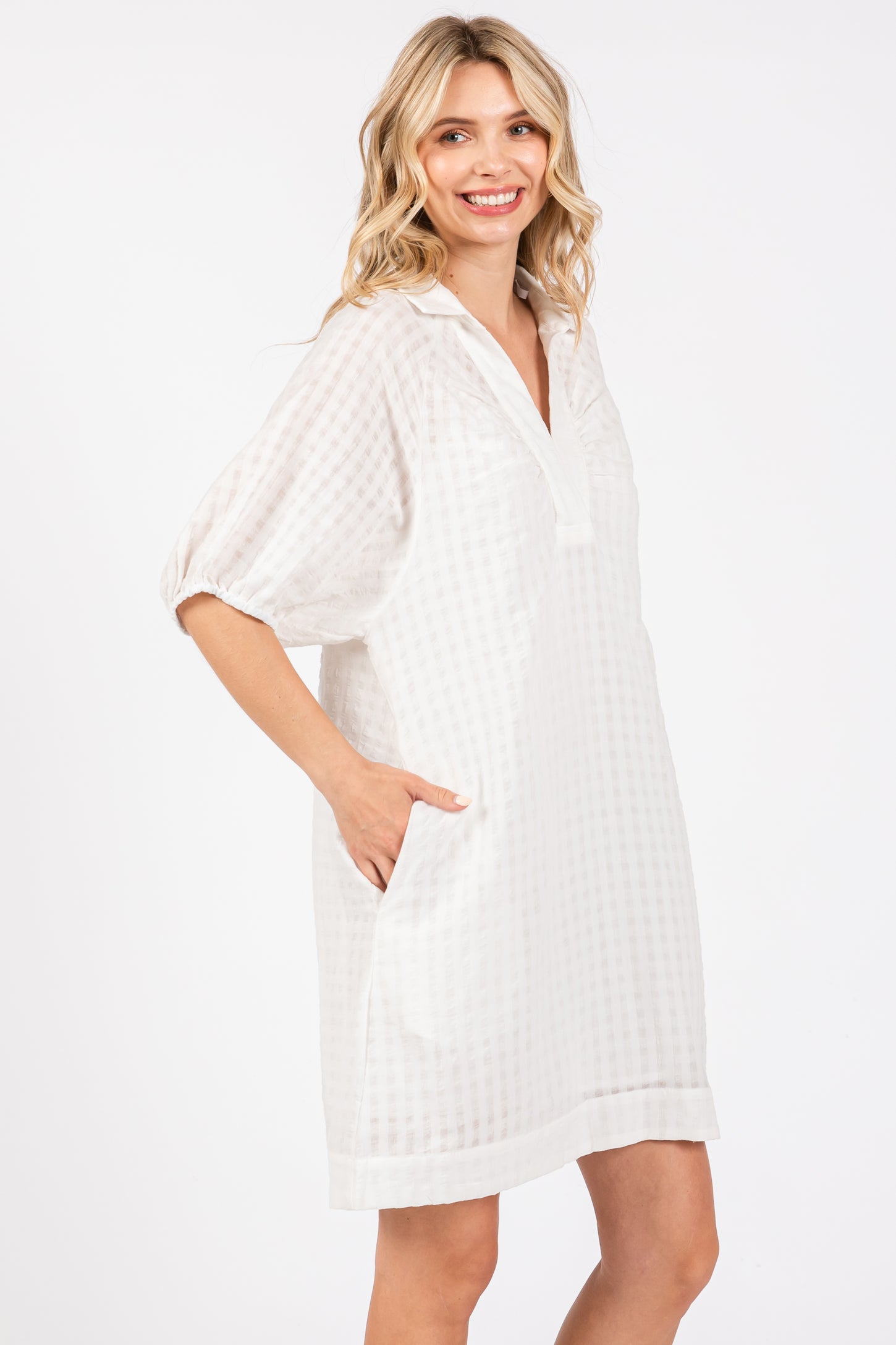 White Monochrome Striped Dress