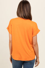 Orange Rolled Cuff Maternity Short Sleeve Top