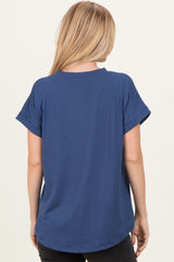 Navy V-Neck Pocket Short Sleeve Shirt