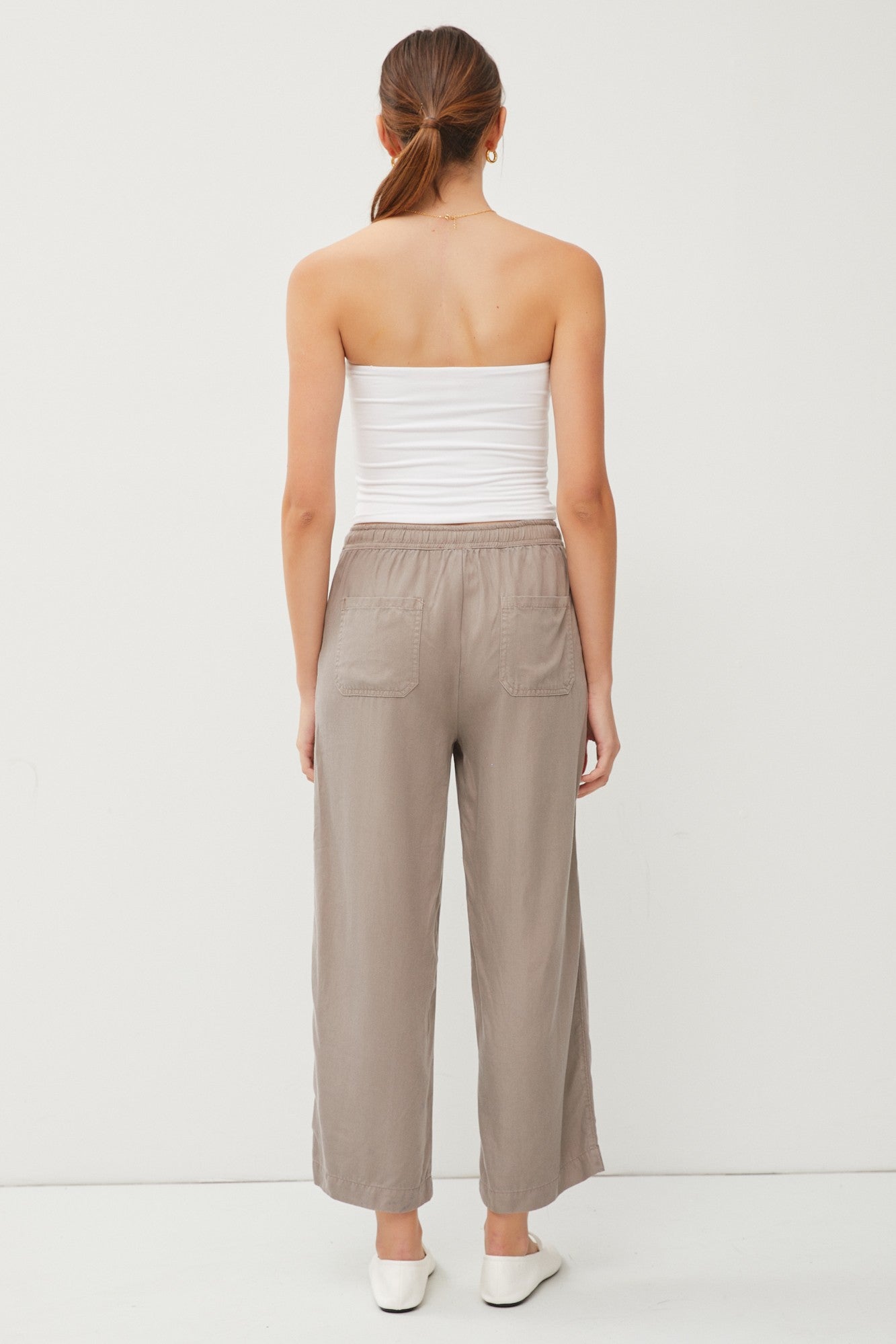 Taupe Front Tie Cropped Pants