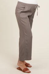 Taupe Front Tie Cropped Maternity Pants