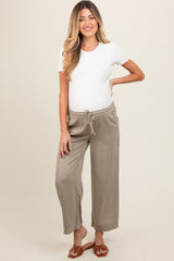 Light Olive Front Tie Cropped Maternity Pants