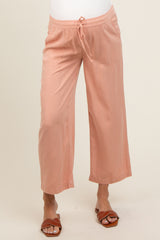 Salmon Front Tie Cropped Maternity Pants