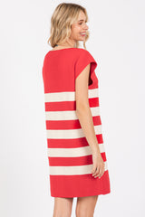 Red Striped Knit Sleeveless Dress