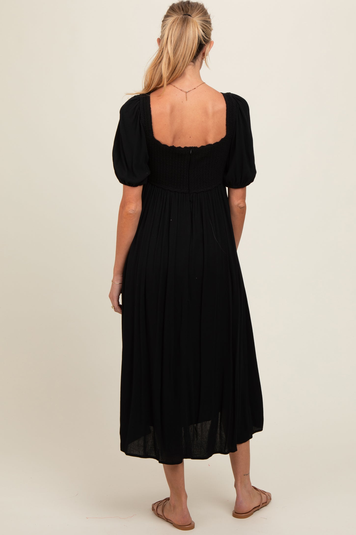 Black Short Sleeve Knit Top Maternity Dress