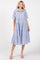 Blue Striped Tiered Raw Hem Midi Dress