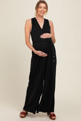 Black Racerback Wide Leg Maternity Jumpsuit