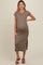 Brown Striped Side Slit Maternity Midi Dress