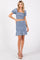 Blue Smocked Ruffled Detail Crop Top Skirt Set