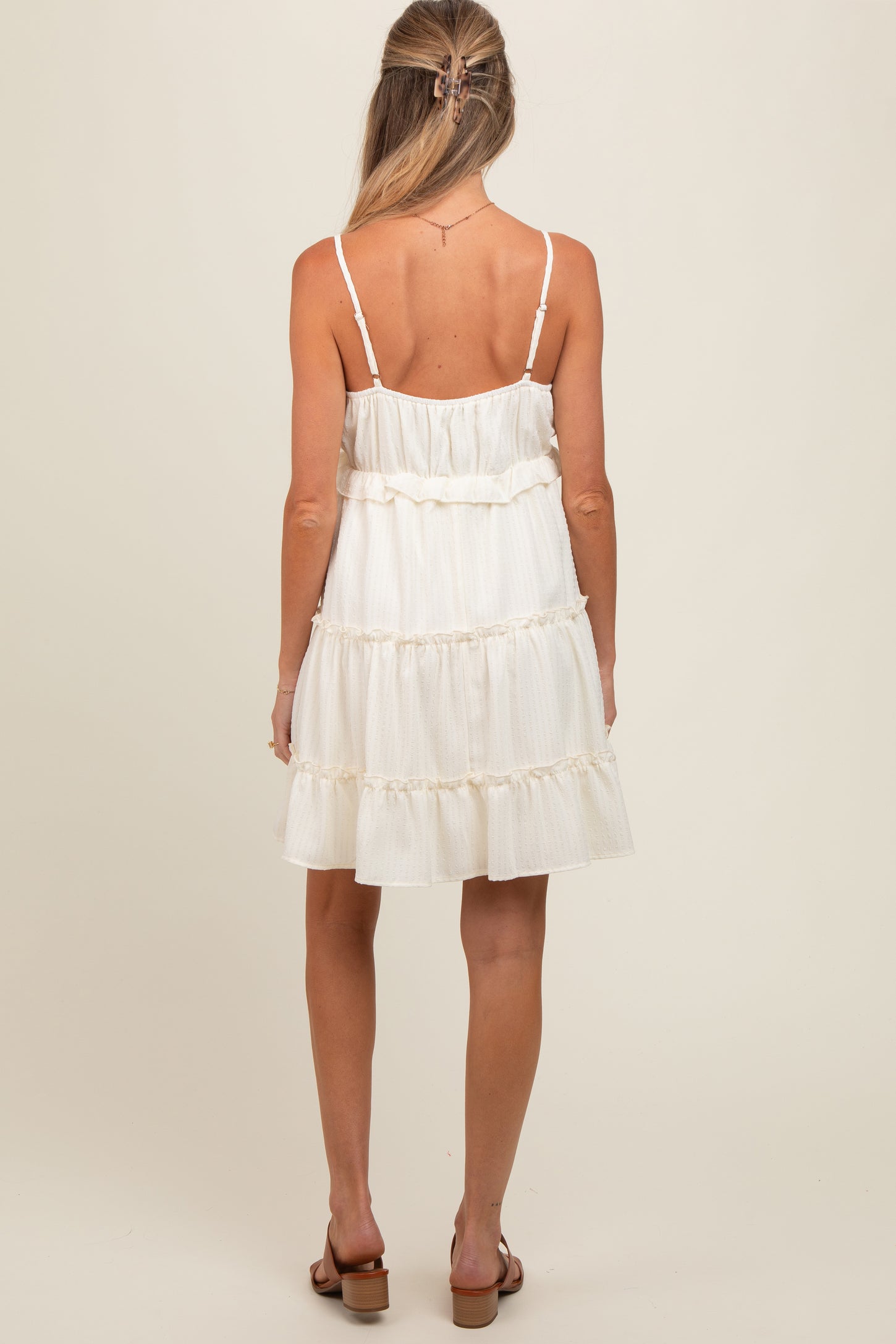 Cream Tiered Maternity Mini Dress