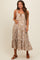 Camel Floral Tiered Maternity Midi Dress