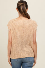 Beige Sleeveless Chunky Knit Maternity Top