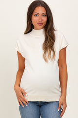 Cream Mock Neck Knit Maternity Top