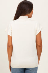 Cream Mock Neck Knit Maternity Top