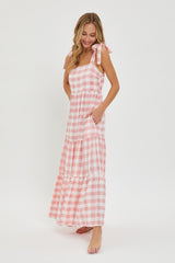 Pink Gingham Maxi Dress