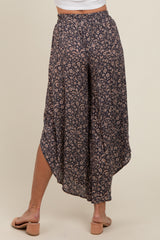 Charcoal Floral Assymetric Pants