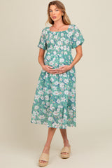 Jade Floral Smocked Maternity Midi Dress