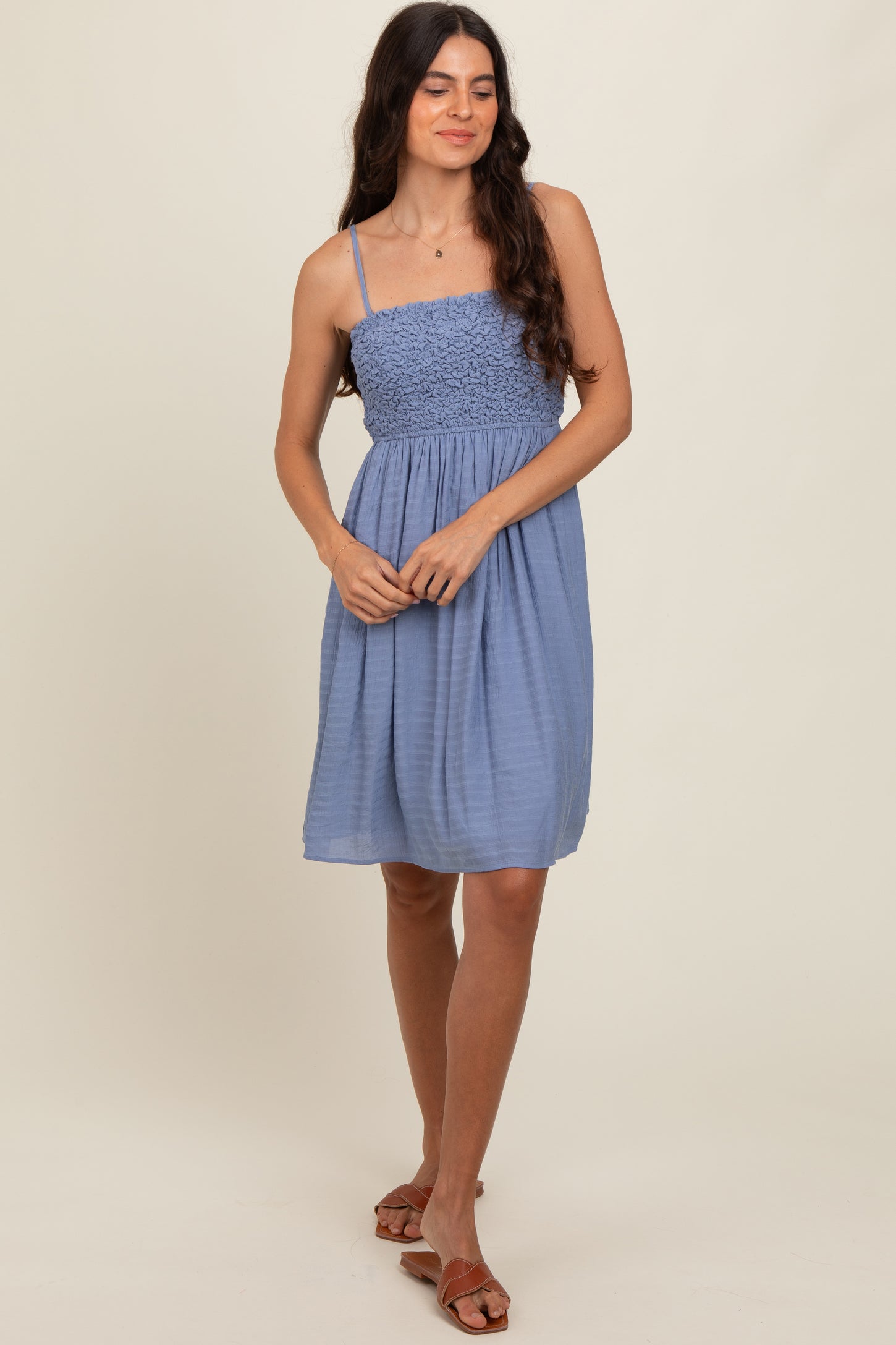 Periwinkle Textured Smocked Dress