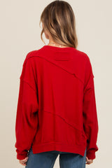 Red Exposed Seam Dolman Sleeve Sweatshirt