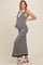 Black Striped Knit Polo Maternity Fitted Maxi Dress