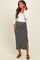 Black Striped Fitted Side Slit Maternity Midi Skirt