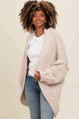 Beige Chunky Knit Dolman Cardigan
