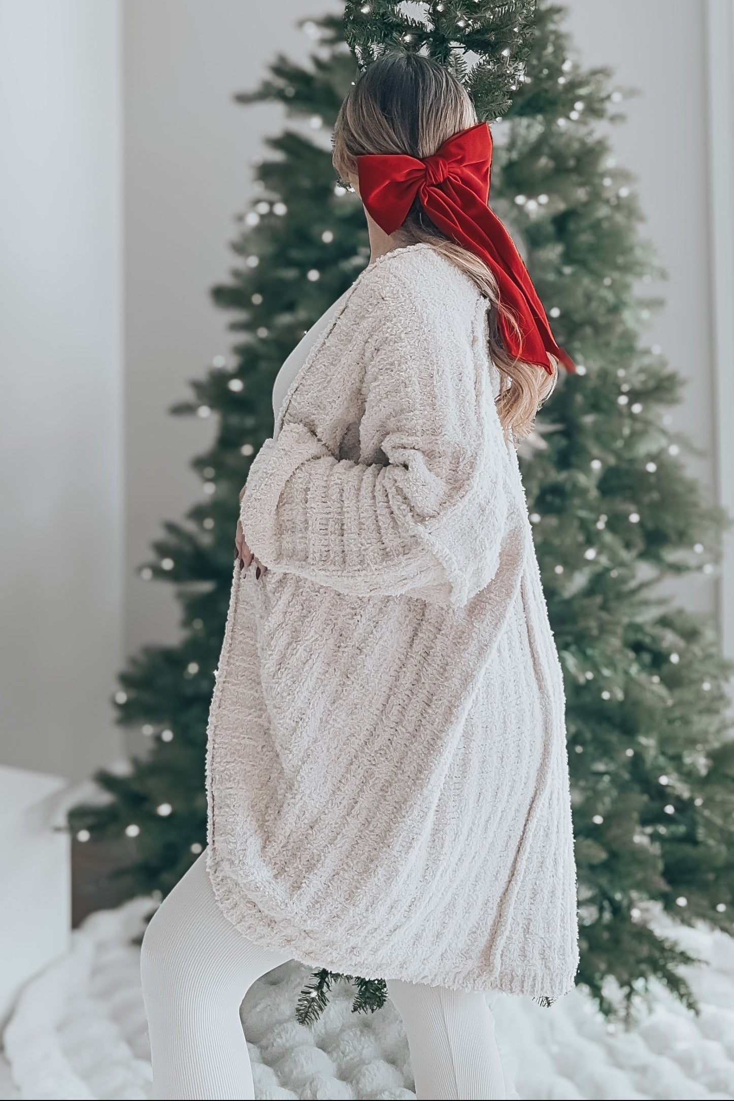 Beige Chunky Knit Dolman Maternity Cardigan