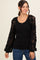 Black Floral Lace Balloon Sleeve Top