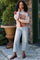 Ice Denim Adjustable Waist Crop Light Denim Pants