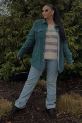 Navy Blue Striped Waffle Knit Sweater