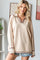 Beige Contrast Trim Collared Sweater