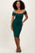 Forest Green Off Shoulder Fitted Midi Dress