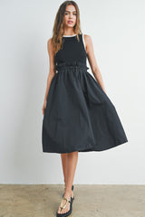 Black Contrasted Tank Sweater Dress