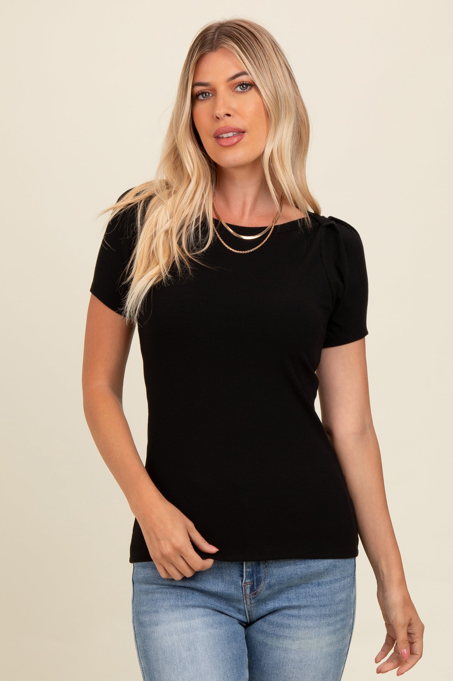 Black Puff Sleeve Top