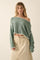 Pine Green Loose Knit Boat Neck Exposed Seam Crop Sweater