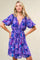 Purple Floral Open Back Dress