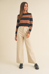 Black Mocha Color Blocked Knitted Top