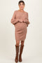 Light Taupe Cable Knit Dolman Sleeve Maternity Sweater Mini Dress