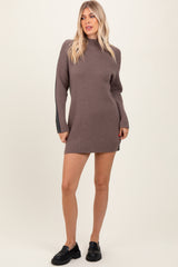 Mocha Colorblock Mock Neck Sweater Dress
