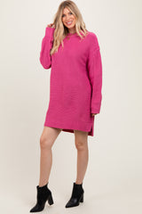 Dark Pink Exposed Seam Oversized Sweater Dress