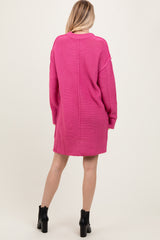 Dark Pink Exposed Seam Oversized Sweater Dress