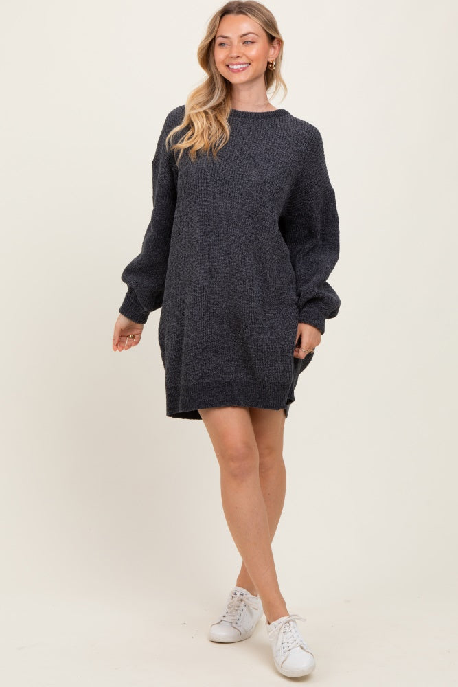 Charcoal Chenille Knit Maternity Sweater Dress