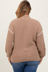 Ivory Mock Neck Colorblock Maternity Plus Sweater