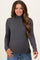 Charcoal Ribbed Knit Ruffle Edge Turtleneck Maternity Top