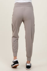 Grey Cargo Pocket Maternity Jogger Pants