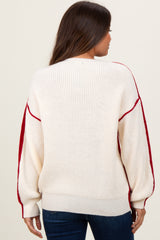 Burgundy Ivory Colorblock Oversized Maternity Sweater