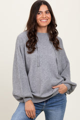 Heather Grey Long Sleeve Maternity Hoodie Sweater